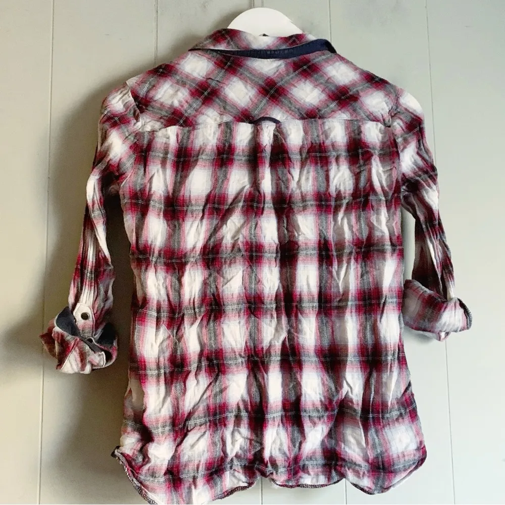 KUT from the cloth Ladies' Flannel Button-Up Shirt Pink Plaid Size S - Image 2