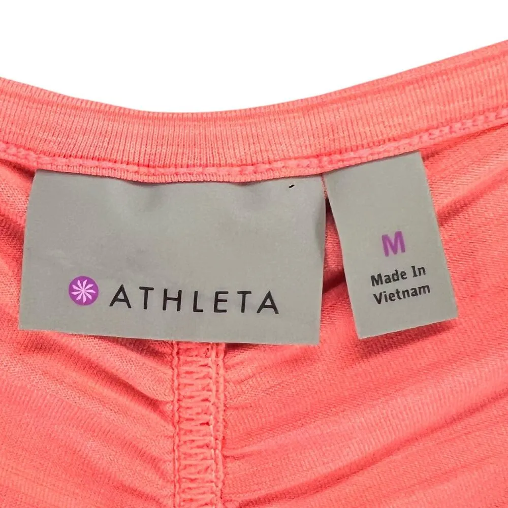 Athleta Pacifica Tank Top Womens M Coral Half Zip Ruched Stretch Beach UPF50+ - Image 8