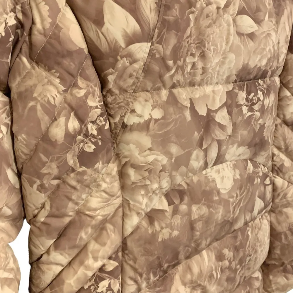 Athleta downtown jacket S puffer floral print antique valentines rose mauve pink - Image 10