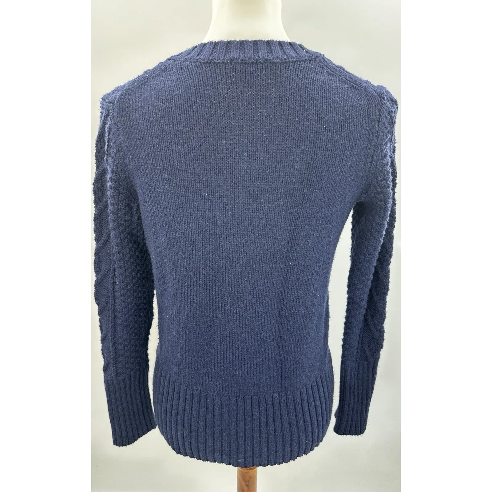 GAP Women’s Medium Navy Cable Knit Button Front Cardigan Sweater Wool Blend - Image 4