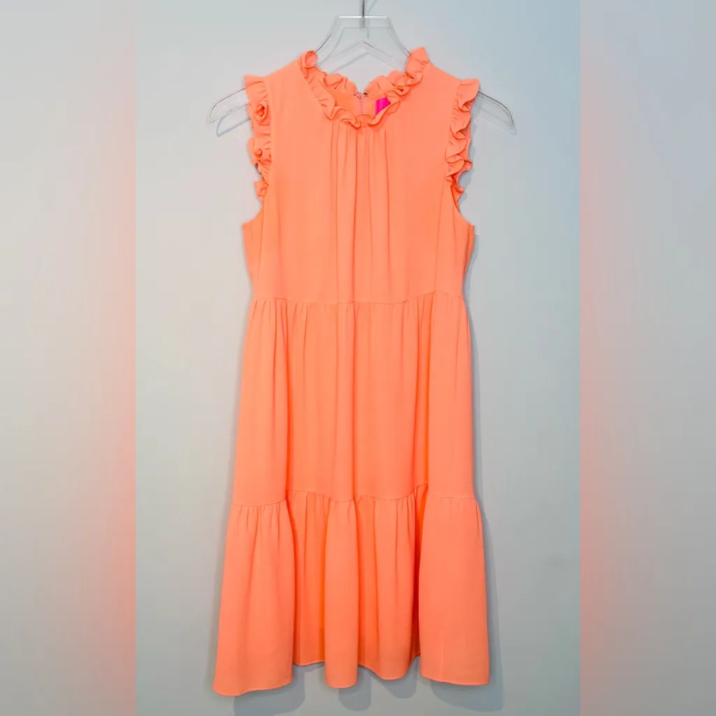 Lilly Pulitzer Jazzy Tangelo Orange Tiered Ruffle Crepe Dress Size XS - Image 9