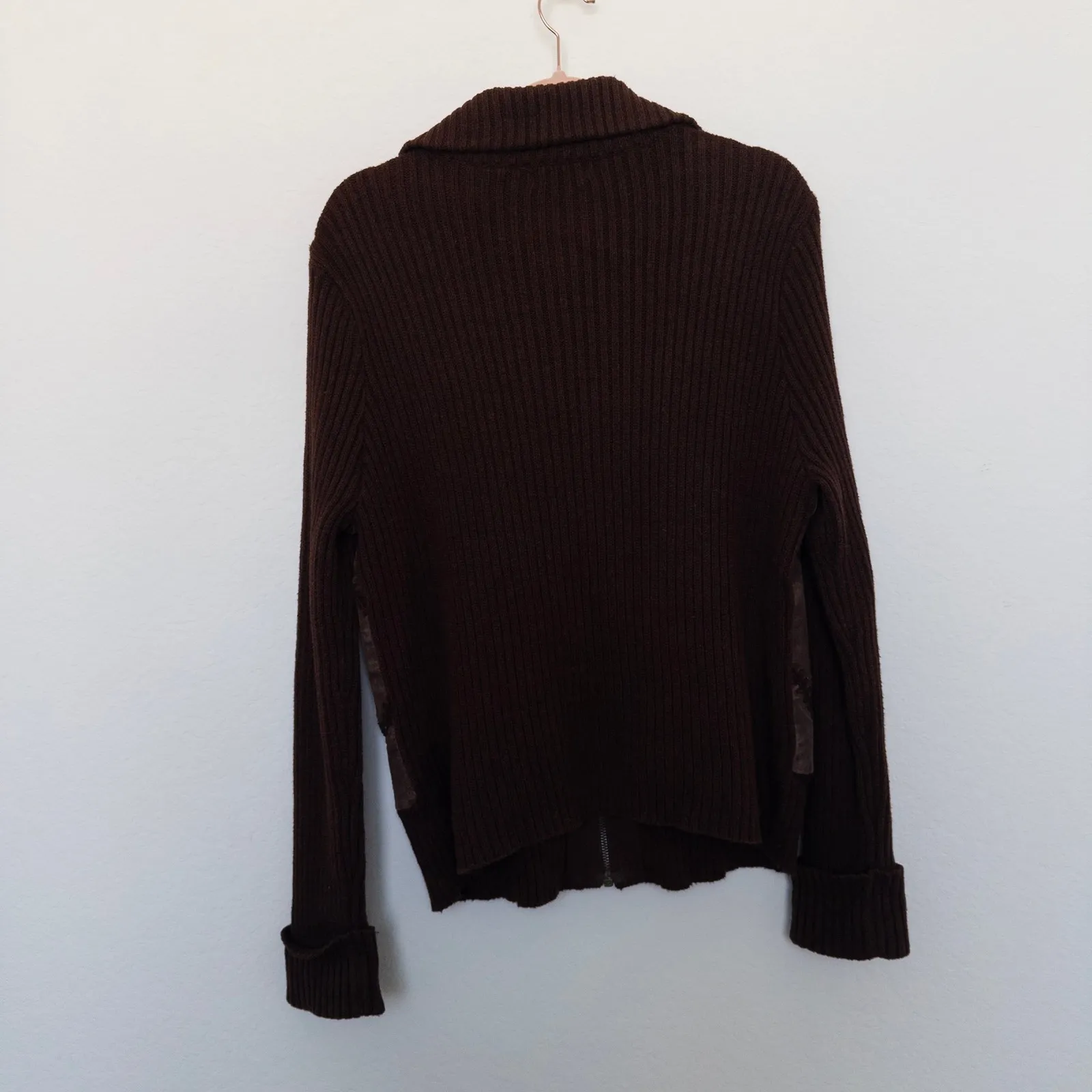 VTG White Stag Womens Jacket Size L Brown Suede Argyle Zip Front Long Sleeve Y2K - Image 6