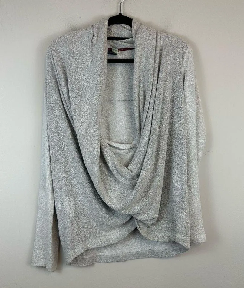 Saturday Sunday | Gray Knit Criss Cross Long Sleeve Sweater Size XS - Image 2