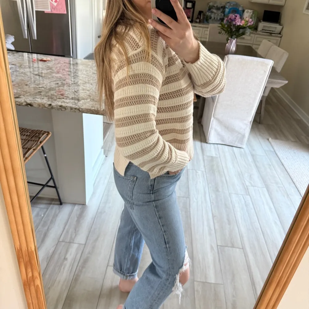 H&M  striped crochet knit sweater - Image 4