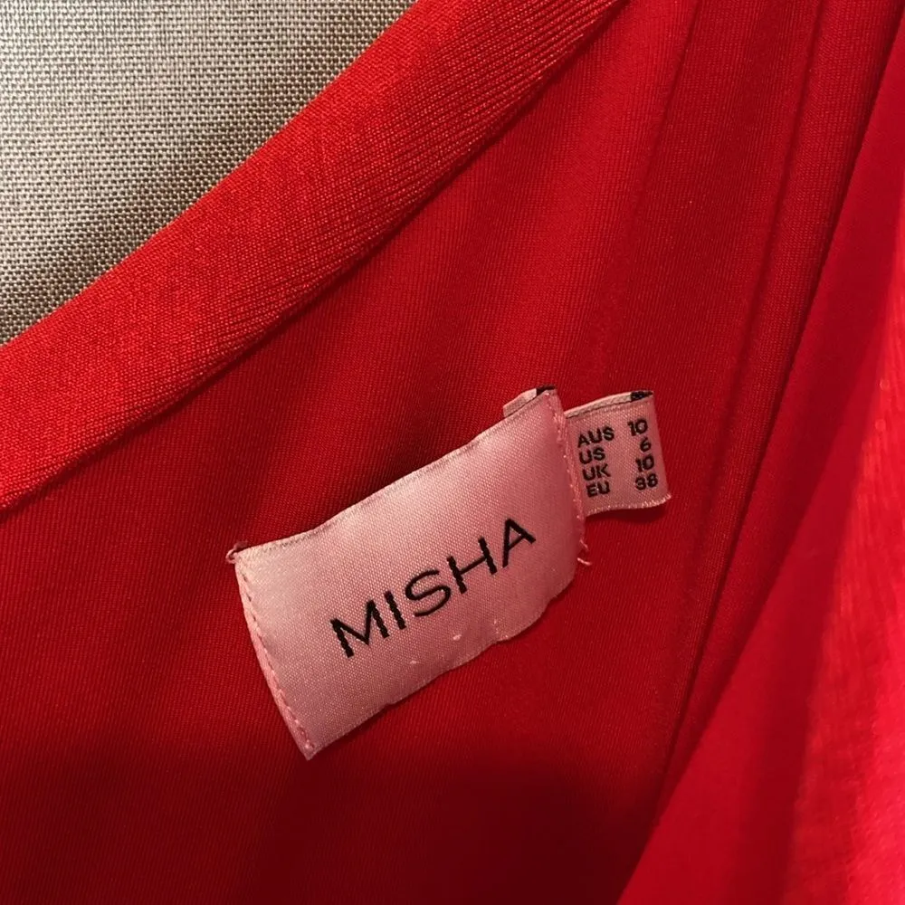 MISHA JORDANNE ruched midi dress Red Size 6 - Image 7