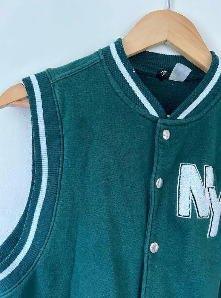 Divided by H&M womens green sweatshirt vest jacket size XXS snap buttons - Image 2