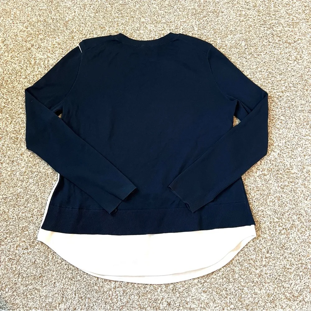 Ted Baker  Navy Split Layer Sweater Blouse Size 4/US 10 - Image 7