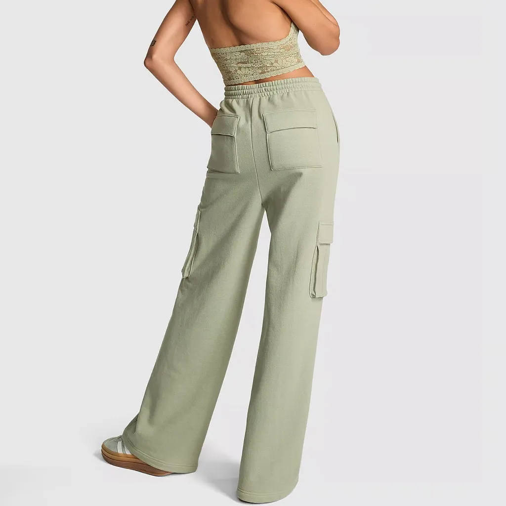 New Long  PINK
IVY‎ FLEECE WIDE-LEG CARGO SWEATPANTS long - Image 6