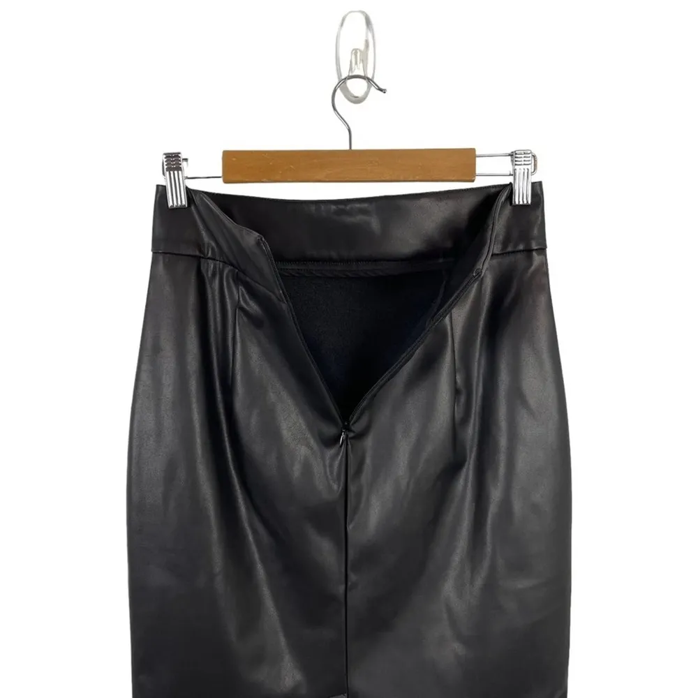 Aprll Black Faux Leather High Waist Midi Pencil Skirt Size Small - Image 11