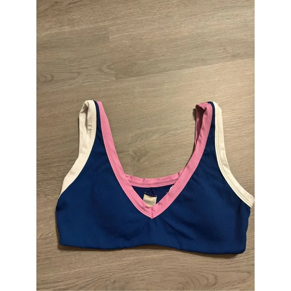 L*Space Lala Color block Blue Bikini Top Sz Large NWT - Image 2