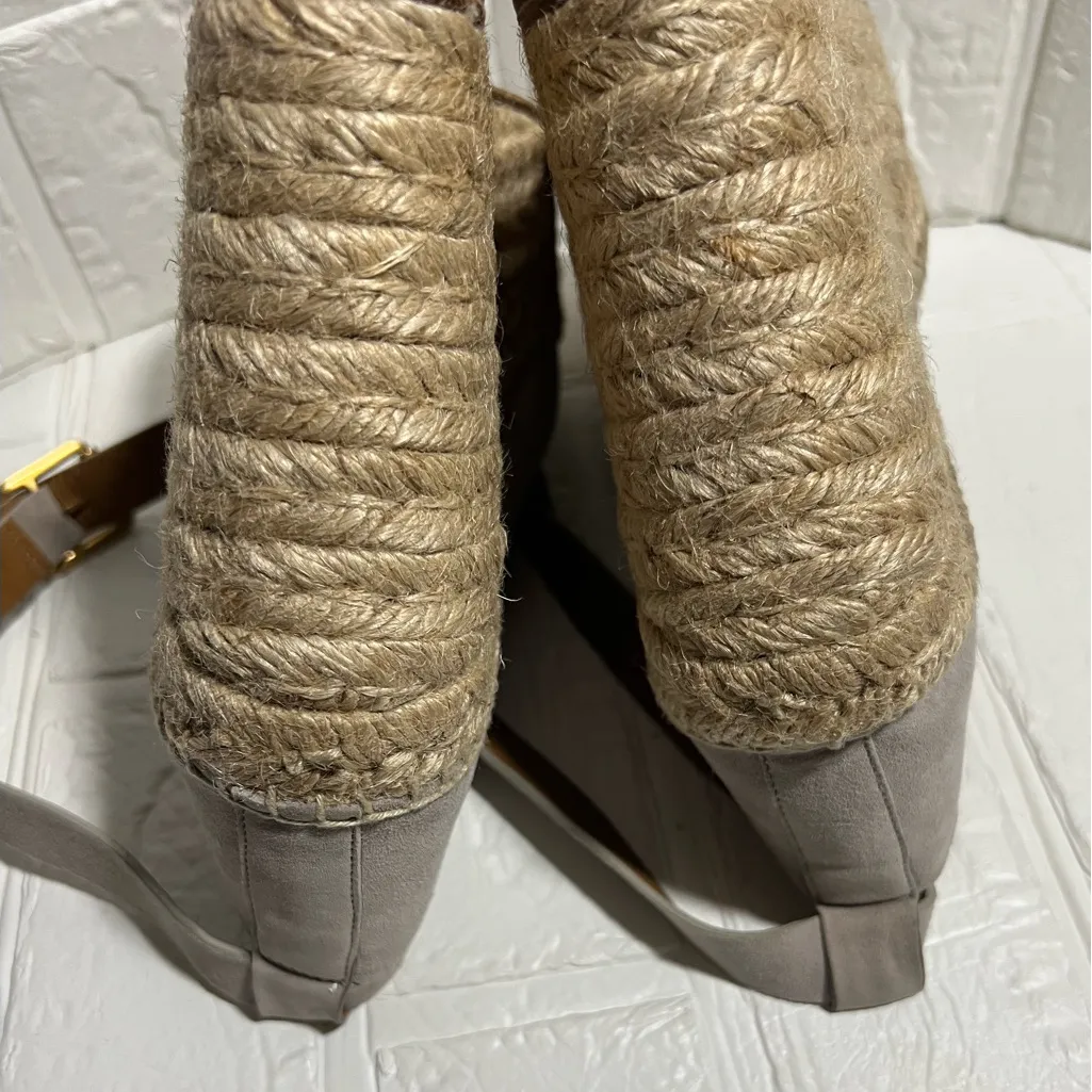 Chloe Beige Espadrille suede lace up Wedges 37 boho summer minimalist neutral - Image 5