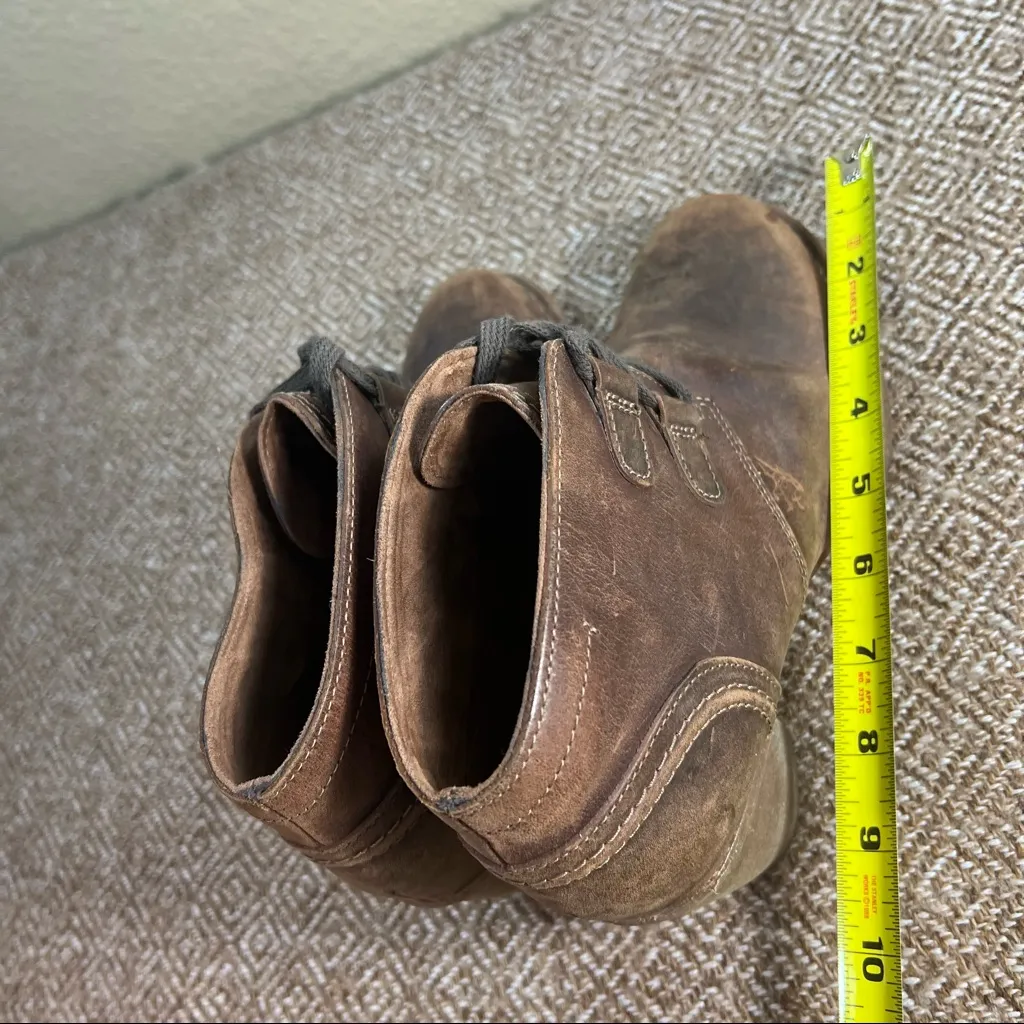 Clark Chelsea Lace up Brown Leather Healed Comfort Ankle Bootie Sz 9 Boho Grunge - Image 8