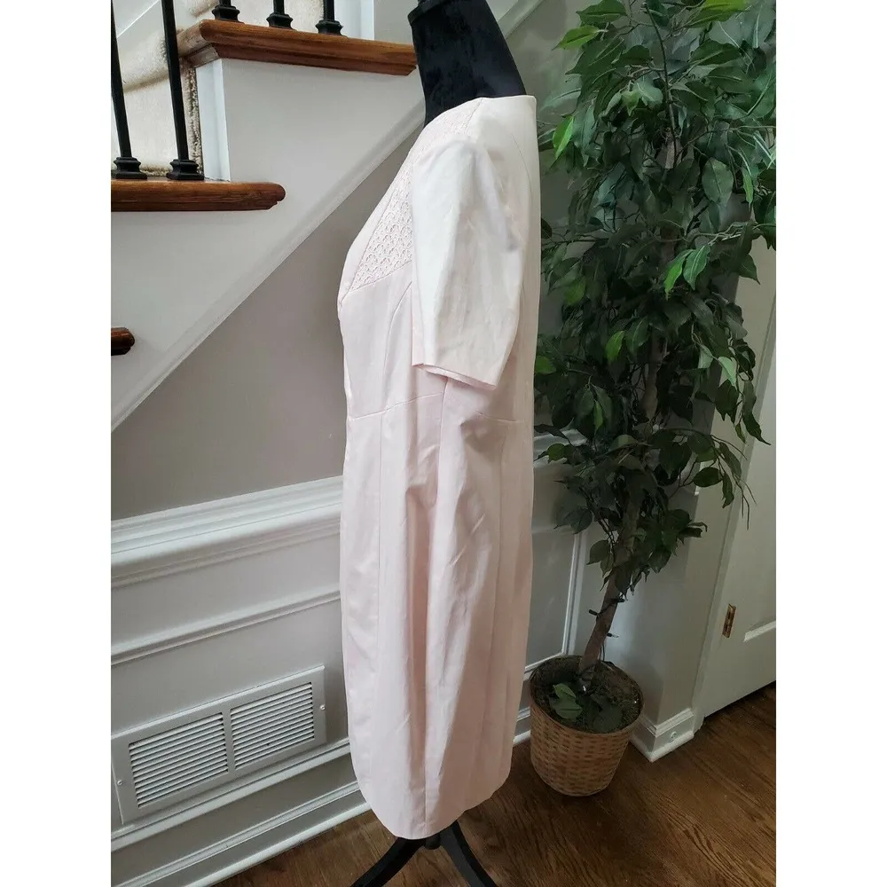 Bloomingdale's Basler Women's Pink Round Neck Short Sleeve Knee Length Dress Size undefined - Image 6