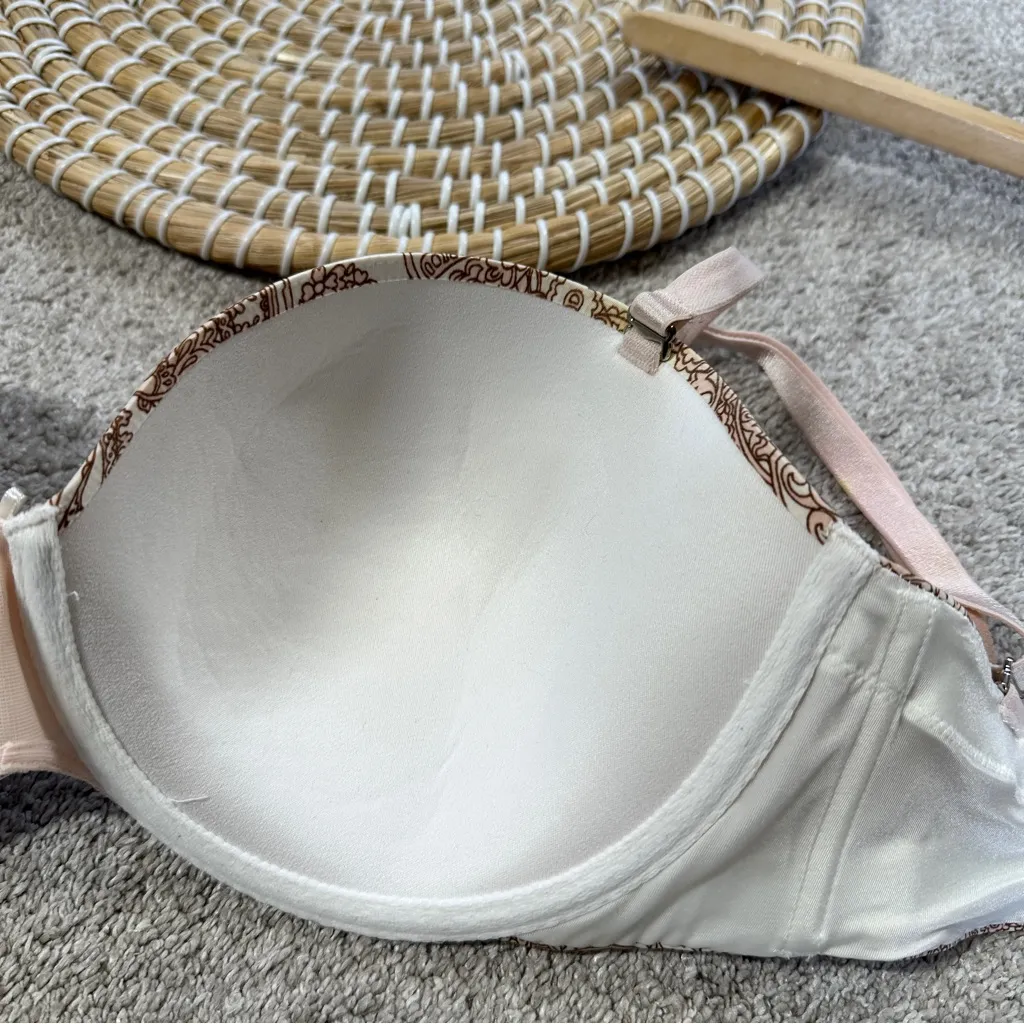 Victoria’s Secret Lined Strapless Bra Paisley Satin Underwire Convertible 32DDD - Image 9