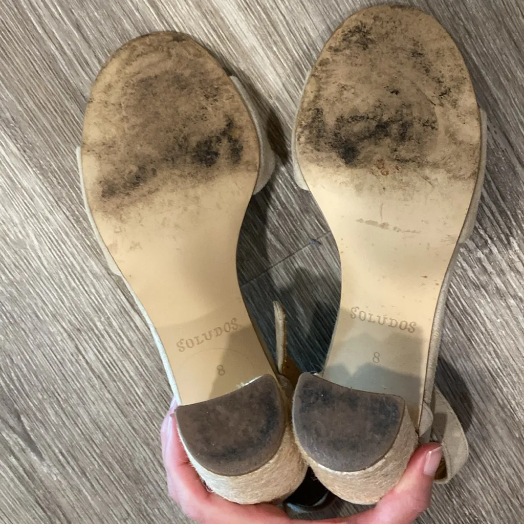 Soludos espadrille woven raffia heel one strap sandals beige tan neutral suede 8 - Image 11