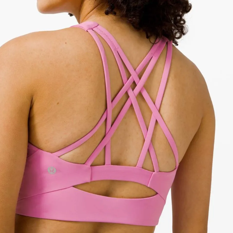 Lululemon Free To Be Serene Bra High Neck Long Line Magenta Glow 6 - Image 2