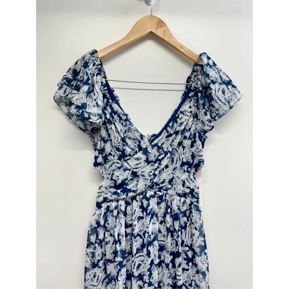 Aqua Dress Womens Size XS Formal Gown Maxi Tiered Blue White Metallic‎ NWT - Image 4