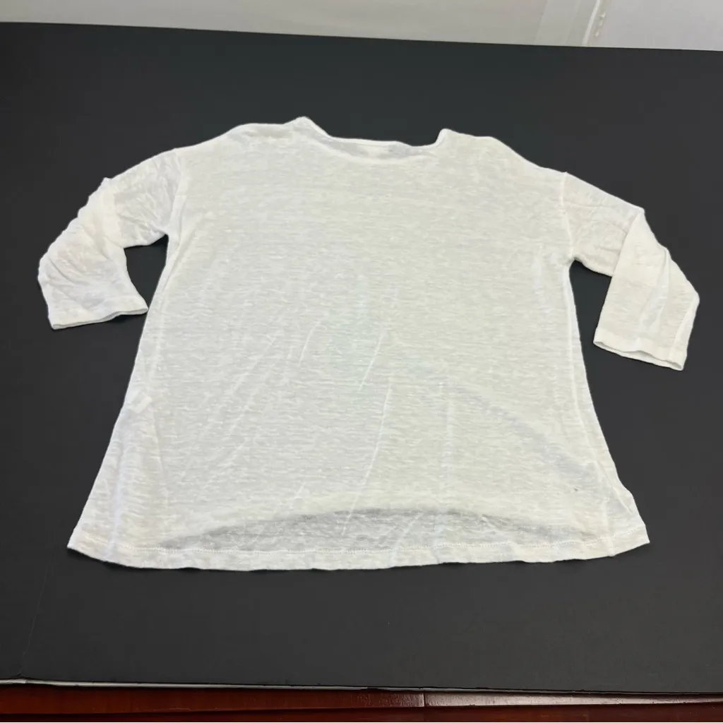 J. Jill Love Linen 100% Linen Popover‎ Shirt 3/4 Sleeve Womens Small White *FLAW - Image 11