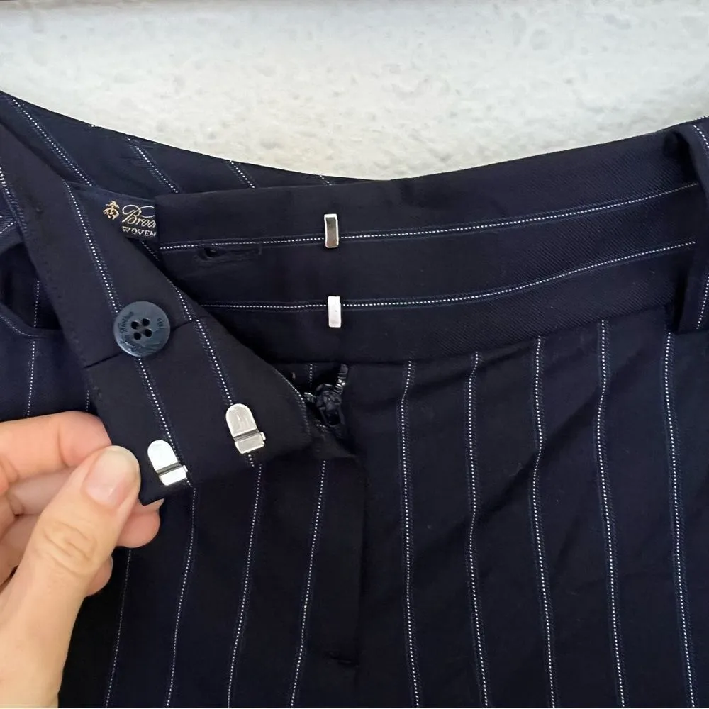 Brooks Brothers Navy Blue Pinstriped Trousers Wool Dress Pants Size 0P - Image 4
