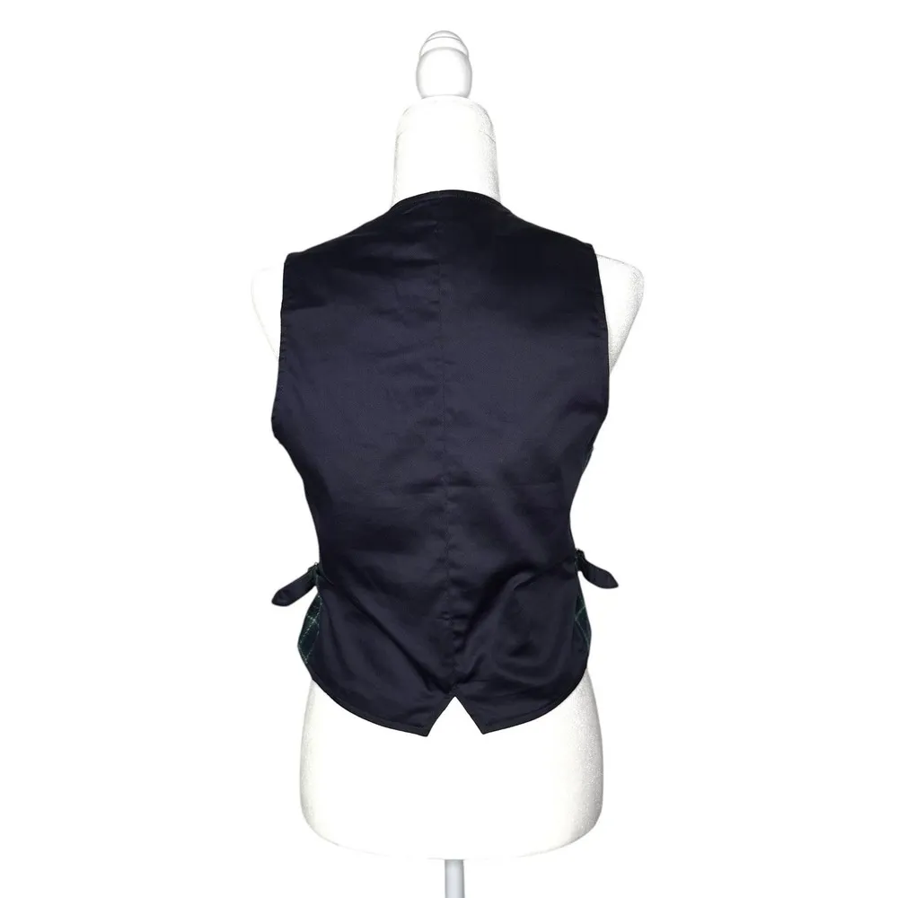 Vintage‎ Eddie Bauer Vest S Lambswool Wool Waist Coat Buckle Plaid Academia - Image 6