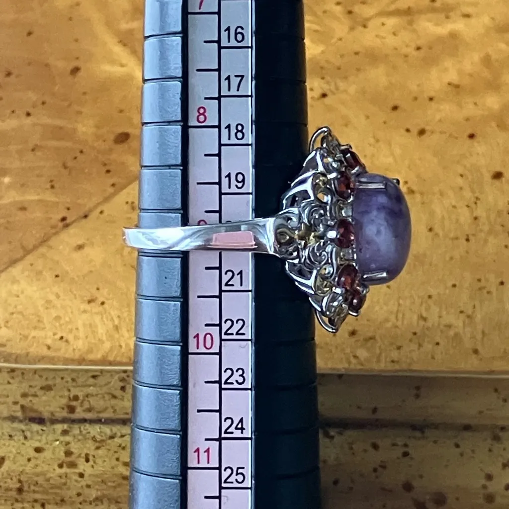 Utah Tiffany Red Garnet Sterling Silver Ring Size 9 Purple - Image 8