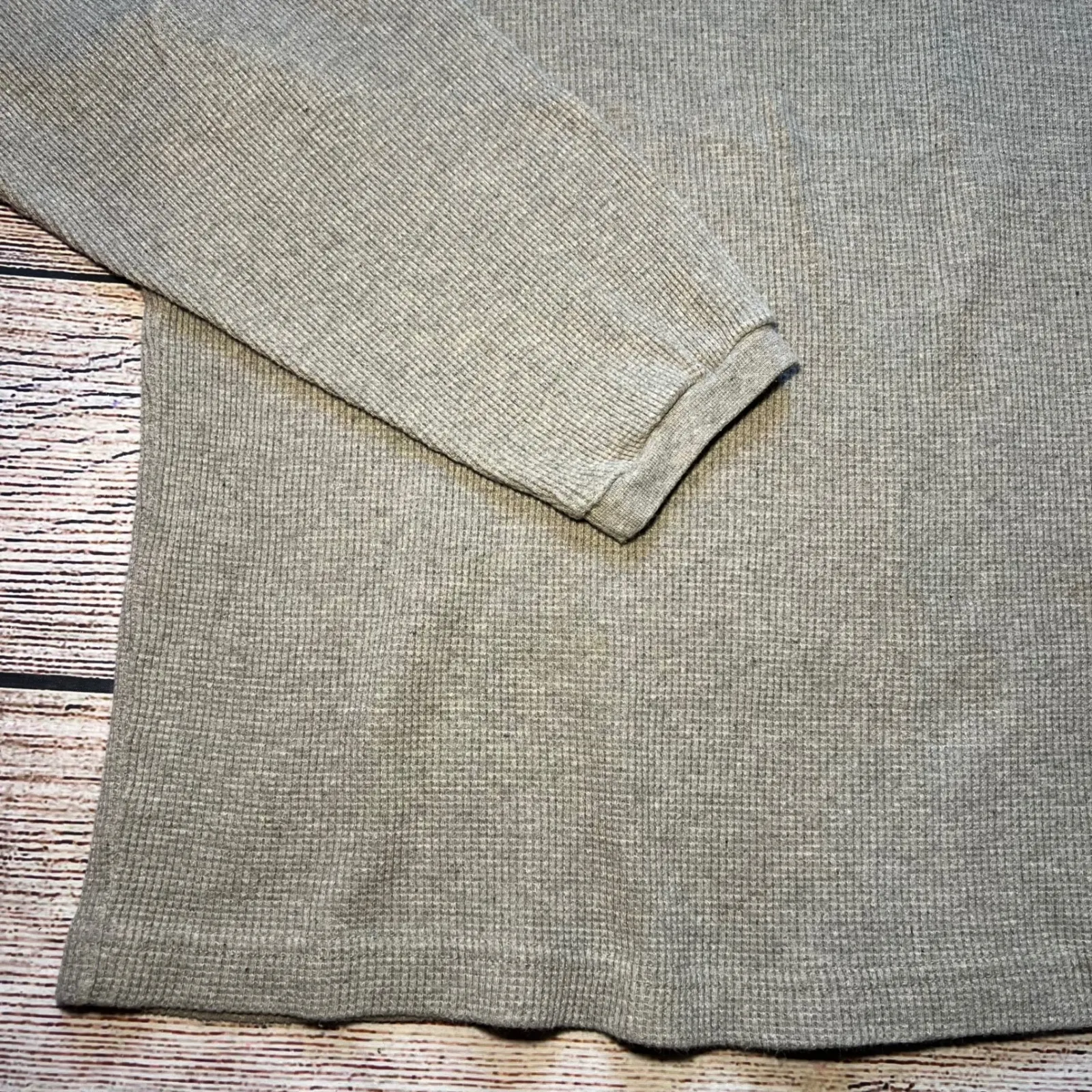 VTG L.L.Bean Waffle Knit Henley USA Made Brown Long‎ Sleeve Shirt Womens XL 90s - Image 2