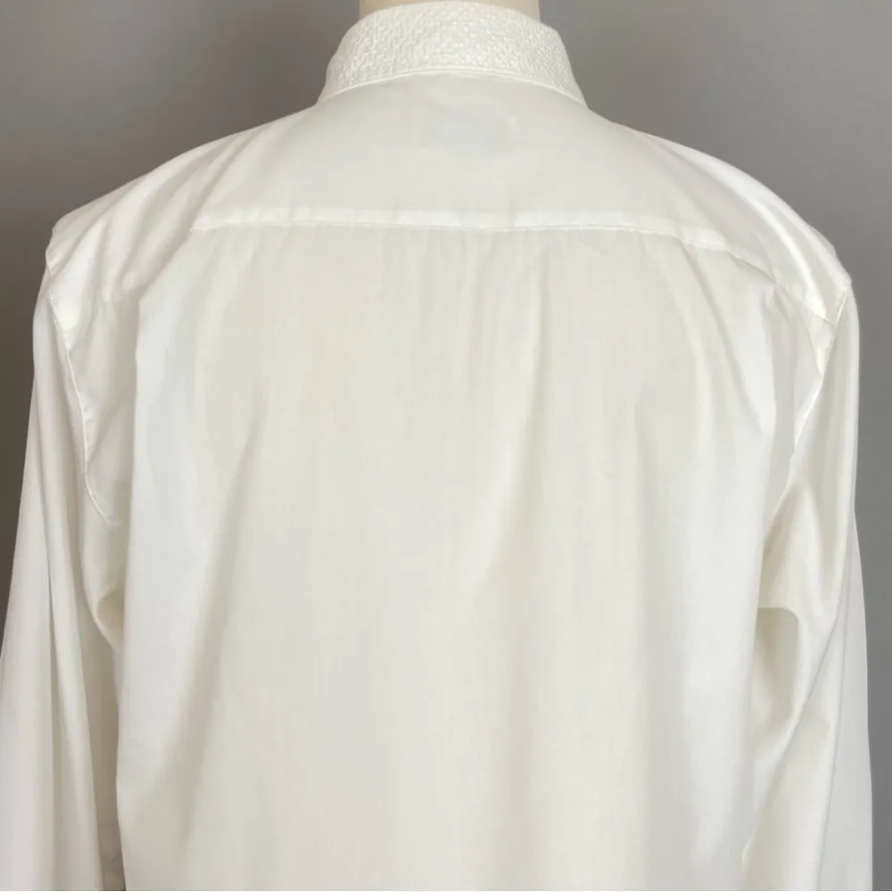 Vintage Embroidered Shirt Emblem Long Sleeve Women Size 10 Pointed Collar Office - Image 10