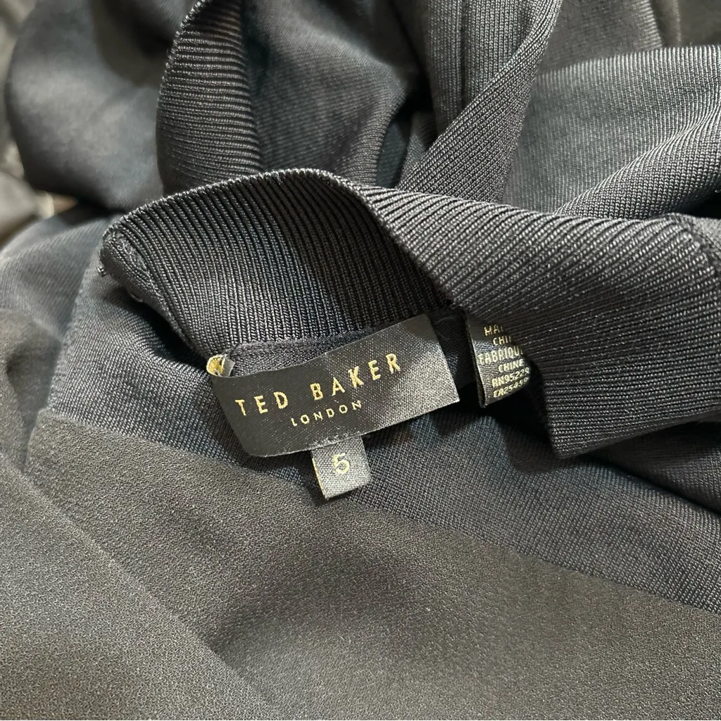 Ted Baker London Corvala Belted Fluted-Skirt Midi Dress in Black Size 5 US 12 - Image 12