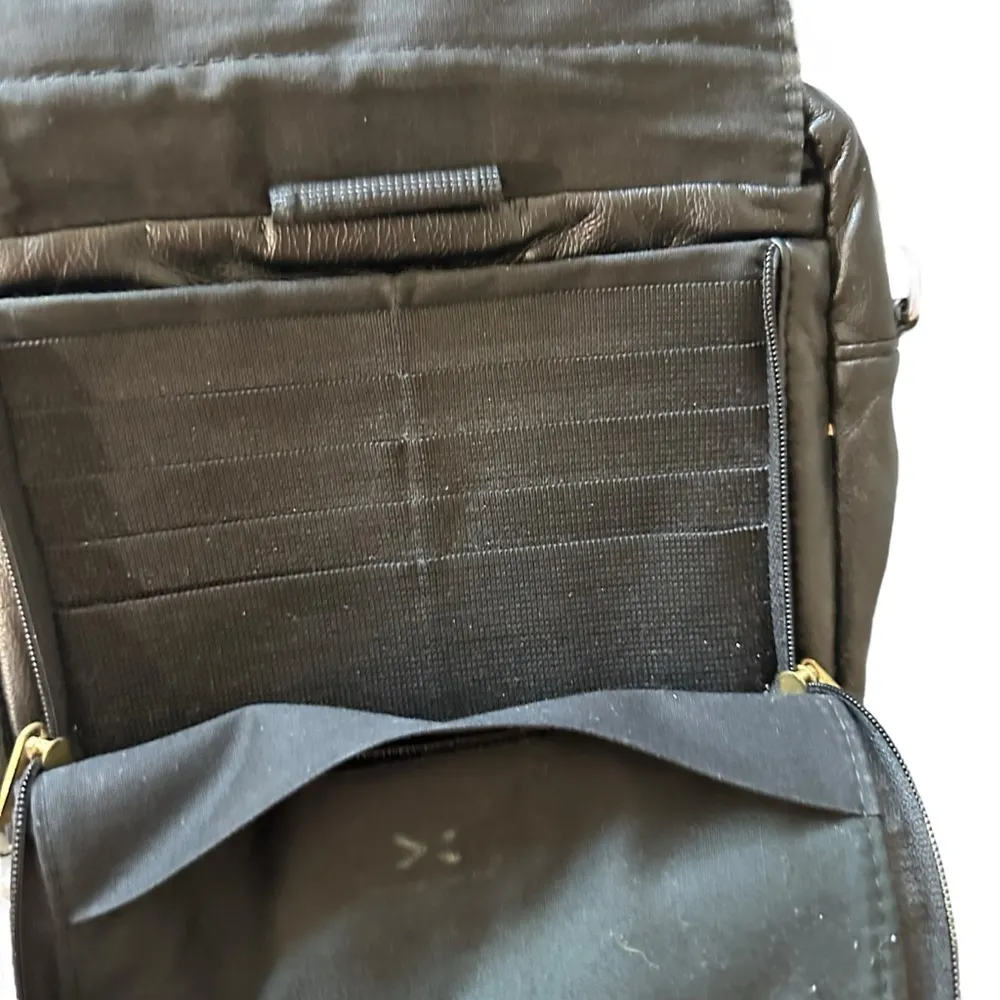 Black Leather Crossbody Bag with Gold Hardware - Image 3