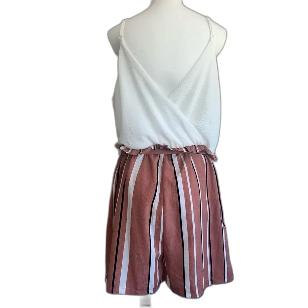 Lily Rose Shorts Romper White Dusty Rose XL - Image 5