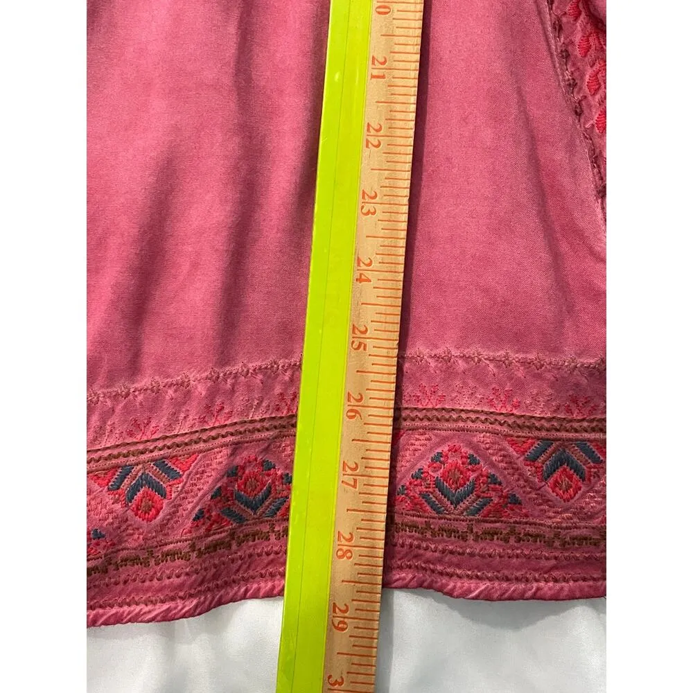 Andree by Unit  Pink Open Front Kimono Topper Embroidered Trim Size Large - Image 10
