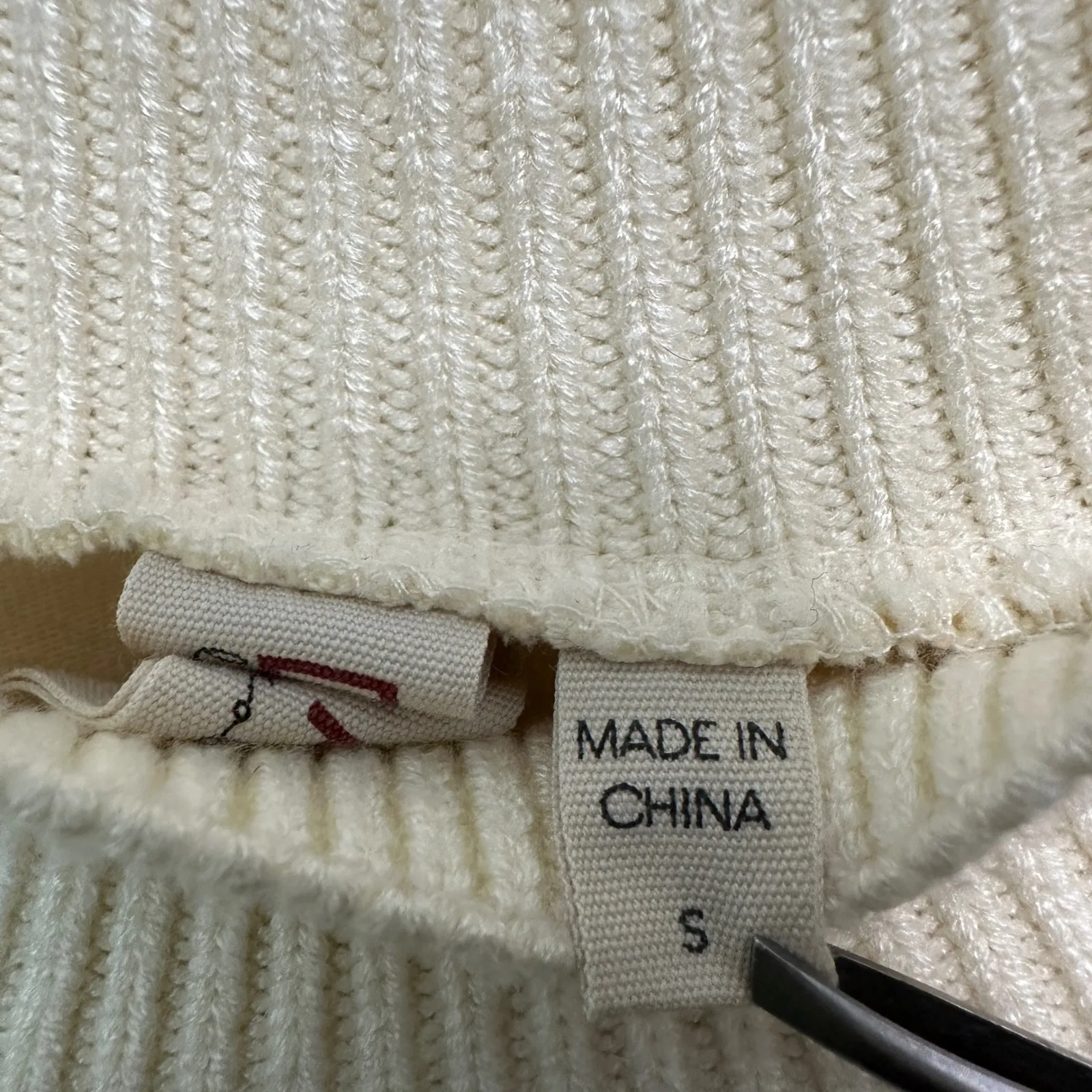 Dolan Fringe Shoulder Sweater Bubble Sleeve Knit Top Cream S Whimsical Romantic - Image 5