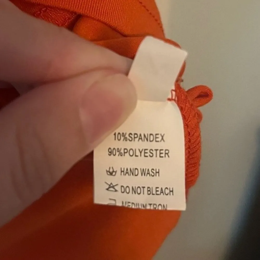 Orange Sleeveless Bodycon Asymmetrical Mini Dress Size Medium - Image 39