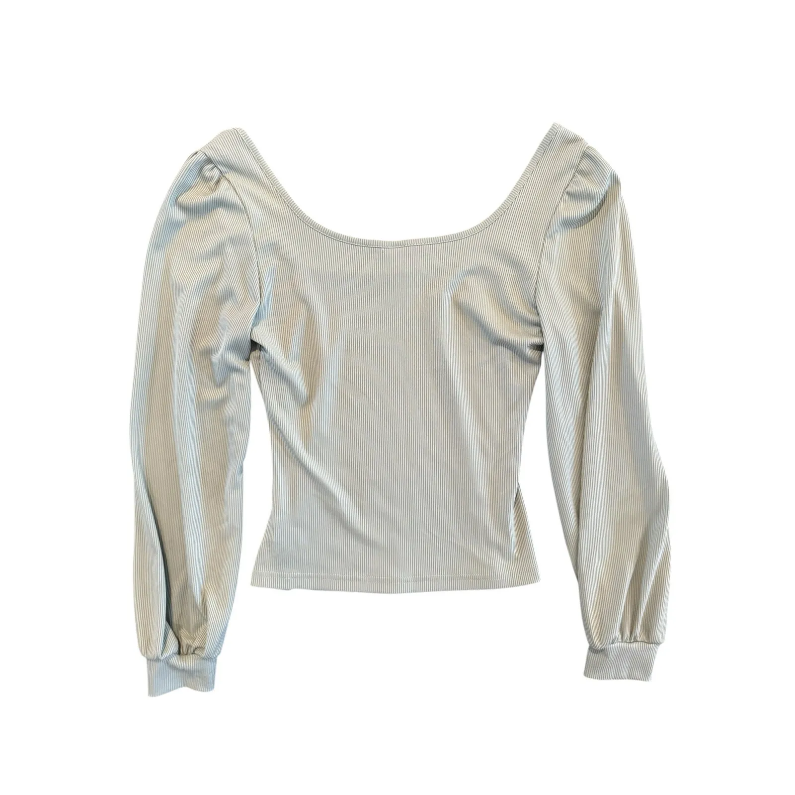 SHEIN Women’s Ribbed Scoop Neck Puff Sleeve Top Small Green Long Sleeve Casual - Image 7