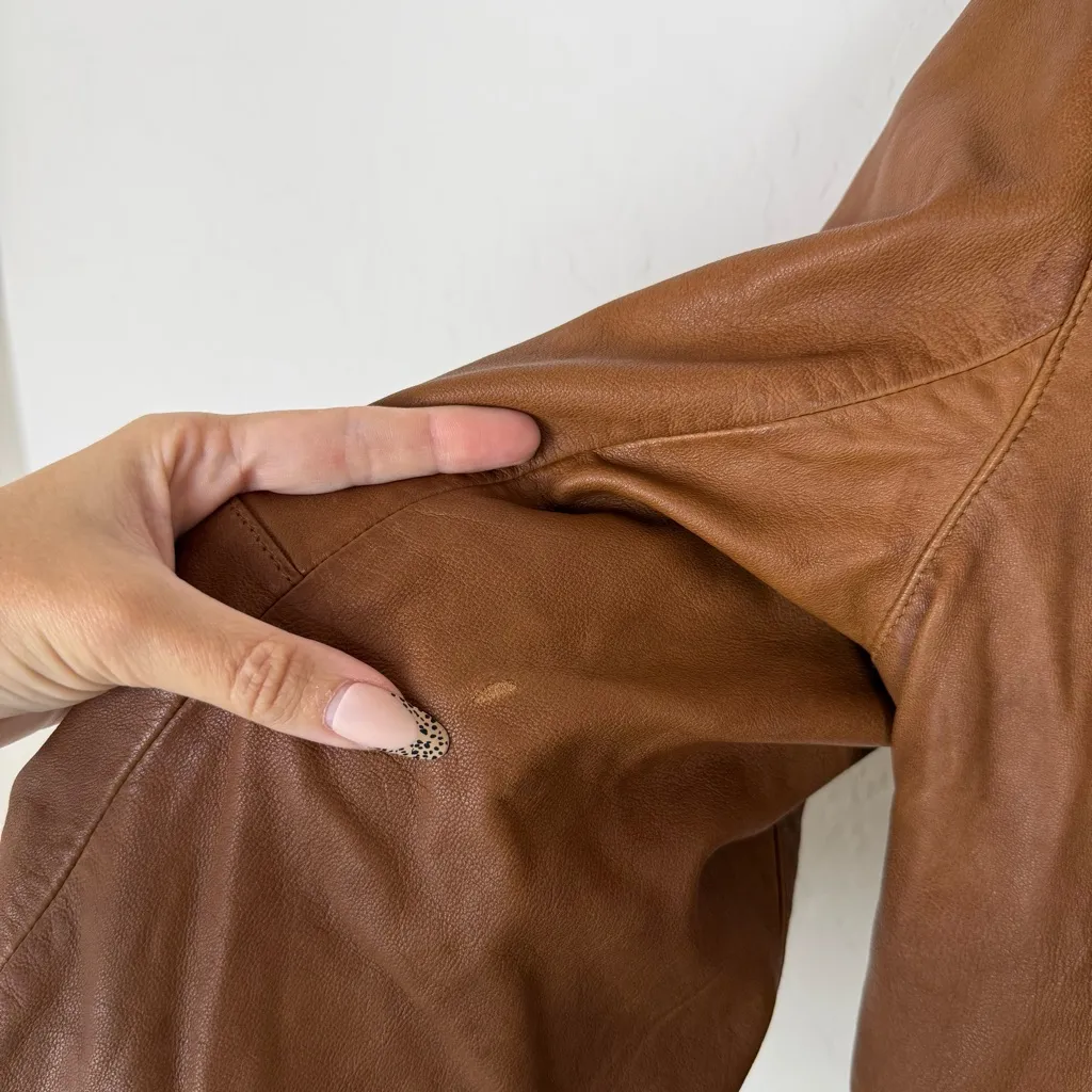 Free People Camel Brown Oversized Jacket 100% Lamb Leather - Image 8