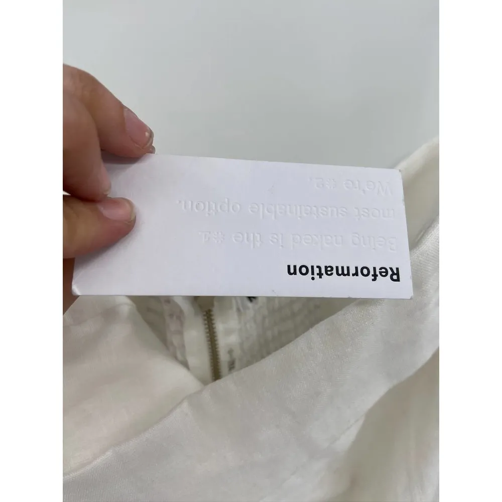 Reformation Madilyn White Linen Strapless Foldover Mini Dress Size 12 NWT - Image 95