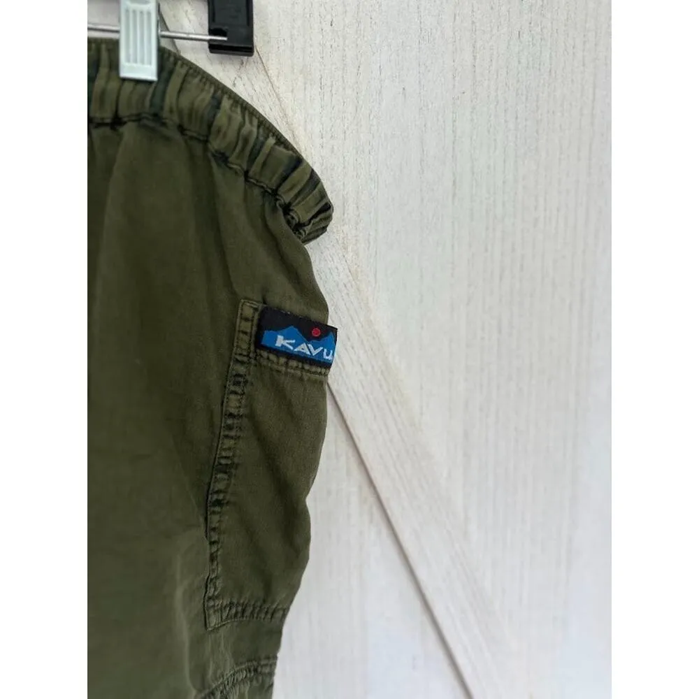 Kavu Taos Military Green Shorts Elastic 3" Size M Outdoor Cotton Pull On Hiking - Image 3