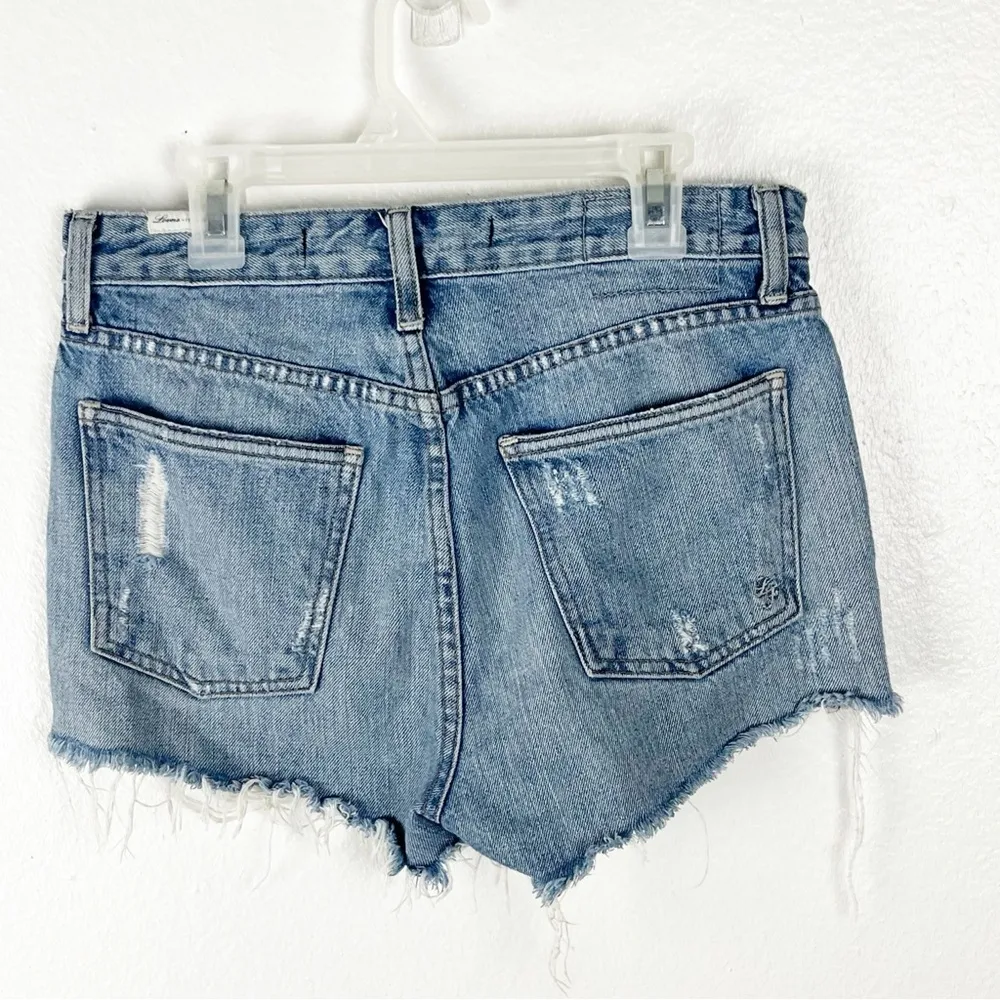 LOVERS + FRIENDS Jack 100% Cotton High Rise Ripped Distressed Denim Shorts 26 - Image 2