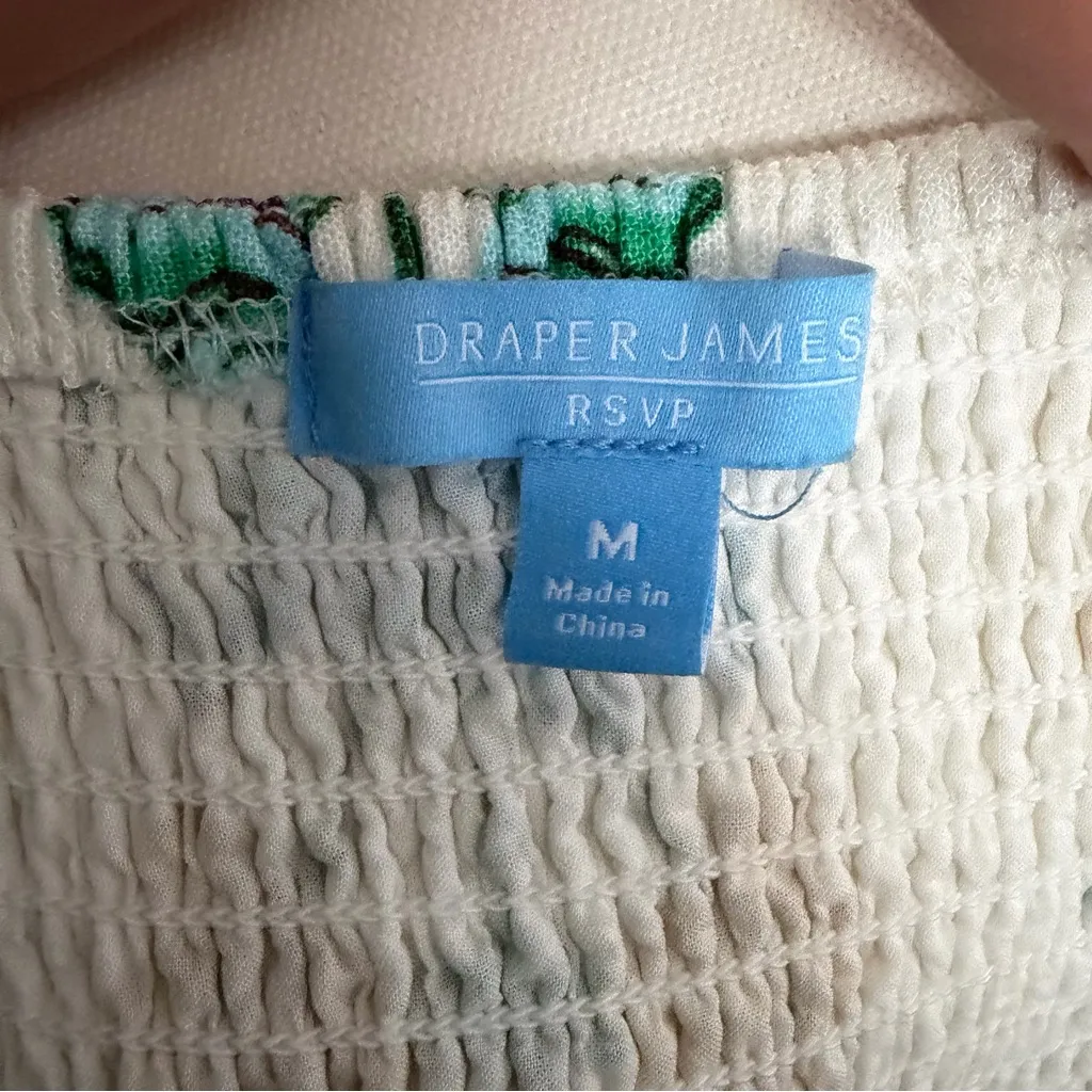 Draper James Dress Floral Linen Blend Square Neckline Lined Prairie Yellow Green - Image 14