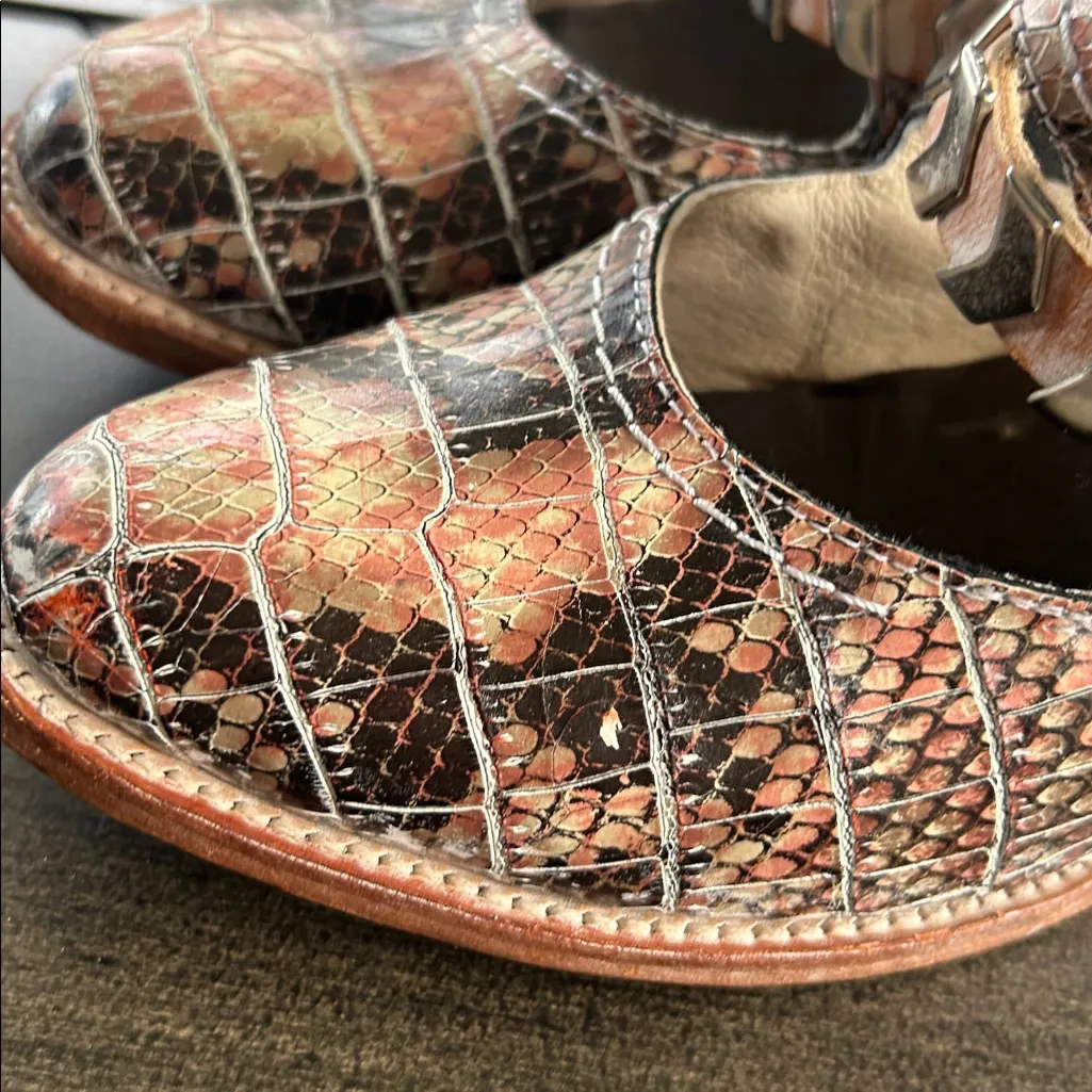 Freebird Blade Croc embossed heeled boot strap buckle western boho chic size 7 M Brown - Image 6