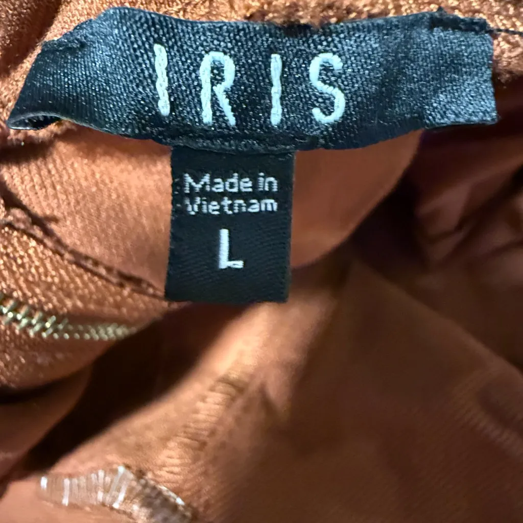 Iris women’s Rust color stretch Brown Jumpsuit size large - Image 4