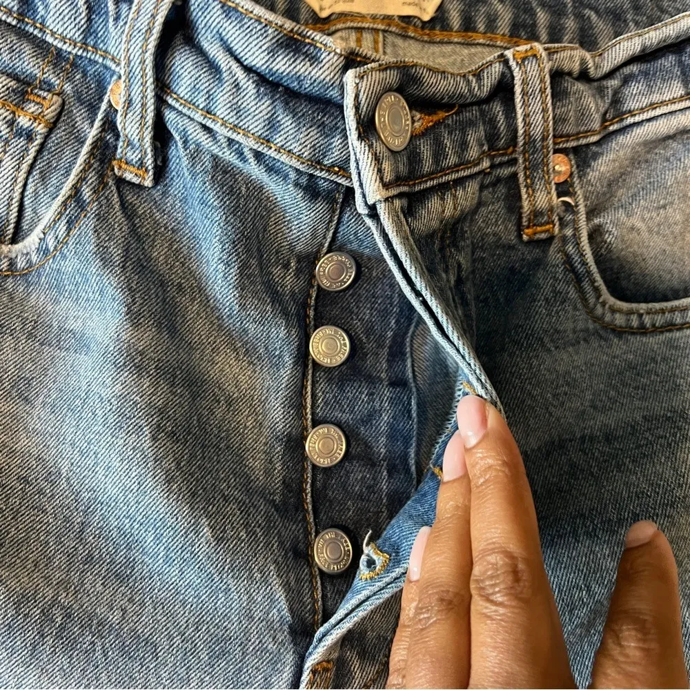 We The Free Stella Skinny Jeans High Rise Button Fly Skinny Light Rigid Denim 28 - Image 10