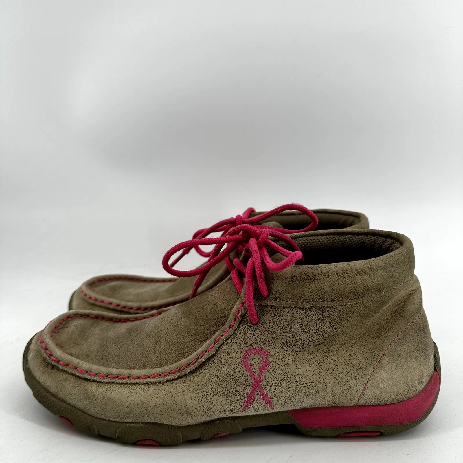 Twisted X Chukka Driving Moc Tough Enough to Wear Pink Boots Leather Beige 7 - Image 4