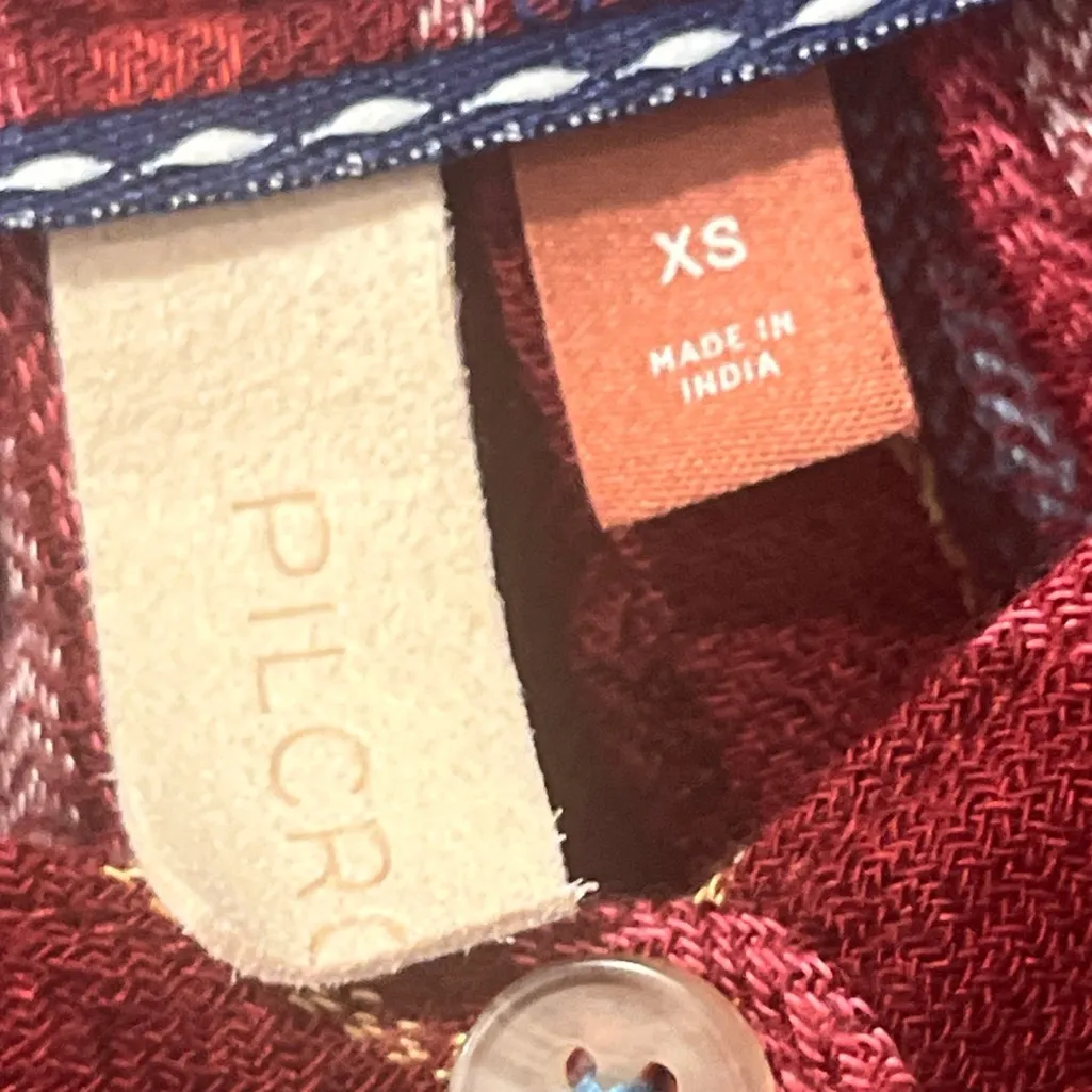 Pilcro Anthropologie‎ Size XS Plaid Wool Blend Top Blouse Flannel Shirt Button - Image 5