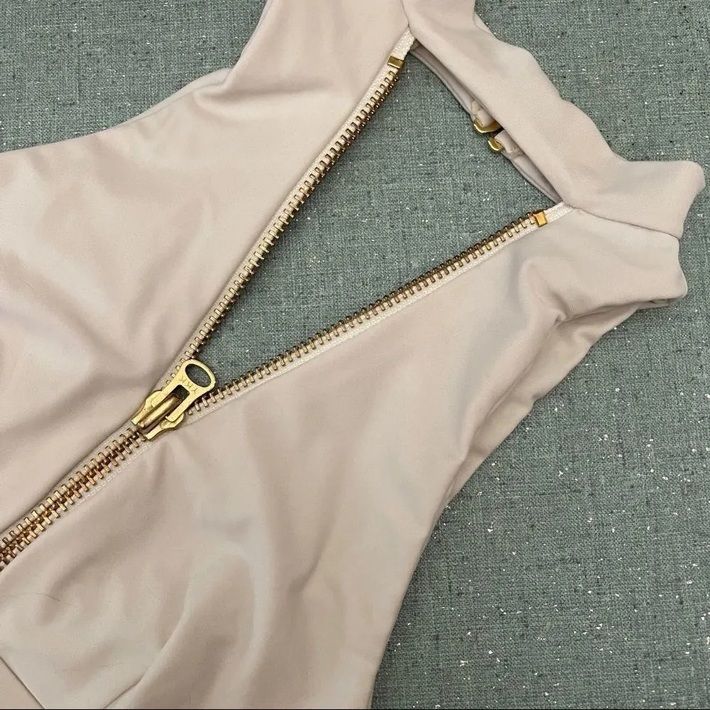 Beach Bunny Bikini Top Gold Zipper - Image 3