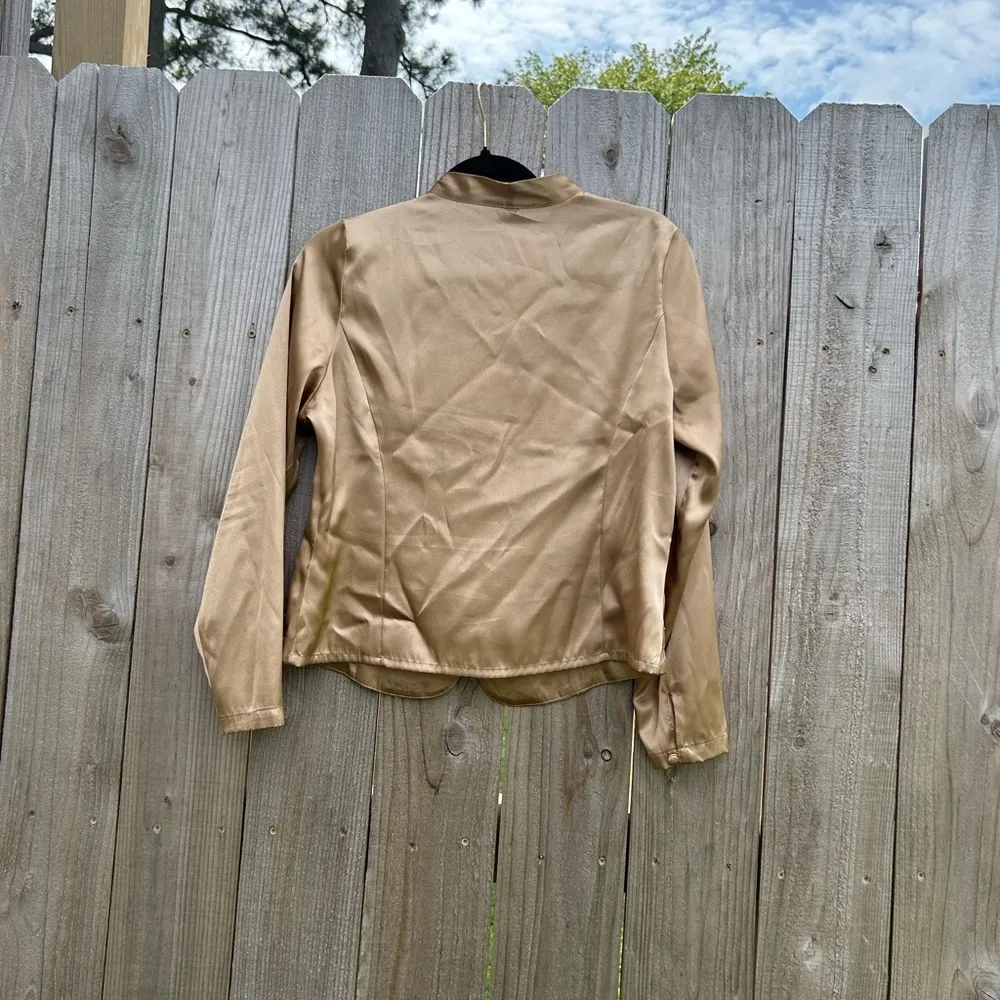 Laura Scott petite 10 gold embroidered floral beaded king sleeve top vintage‎ - Image 5