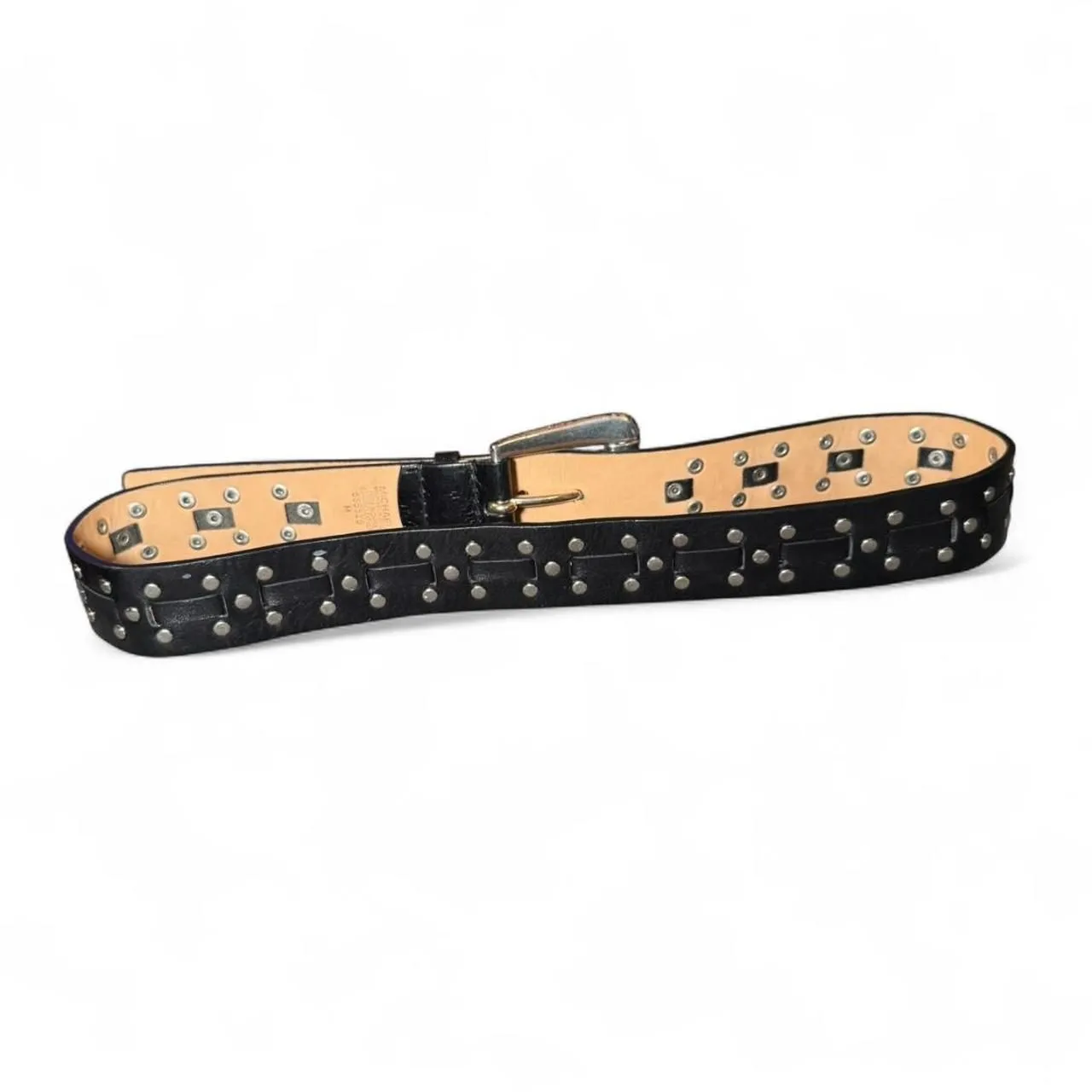 Michael Kors Women’s Black Leather Silver Studded Belt Size M Genuine Leather - Image 3
