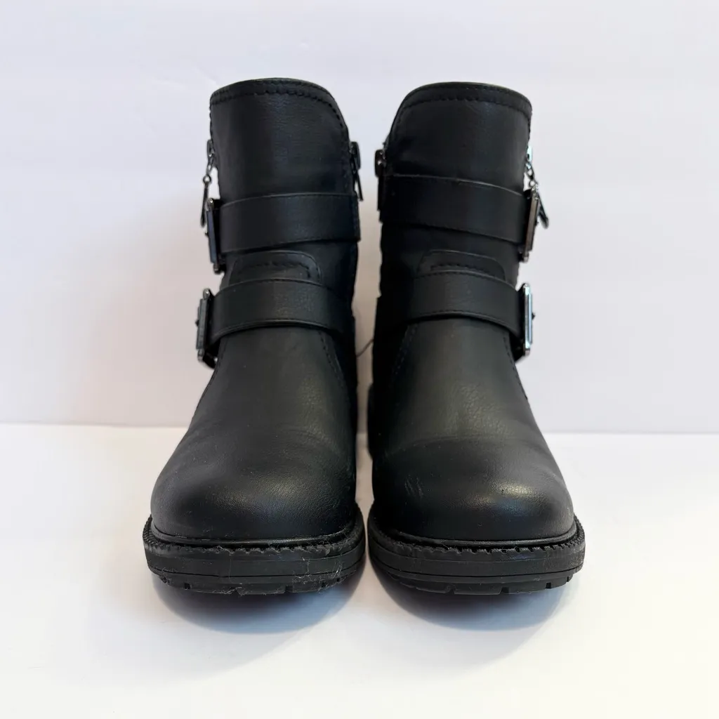 GBG Los Angeles Elley Black Biker Boots Buckle Zipper Moto Bikercore Womens 6M. Size 6 - Image 5