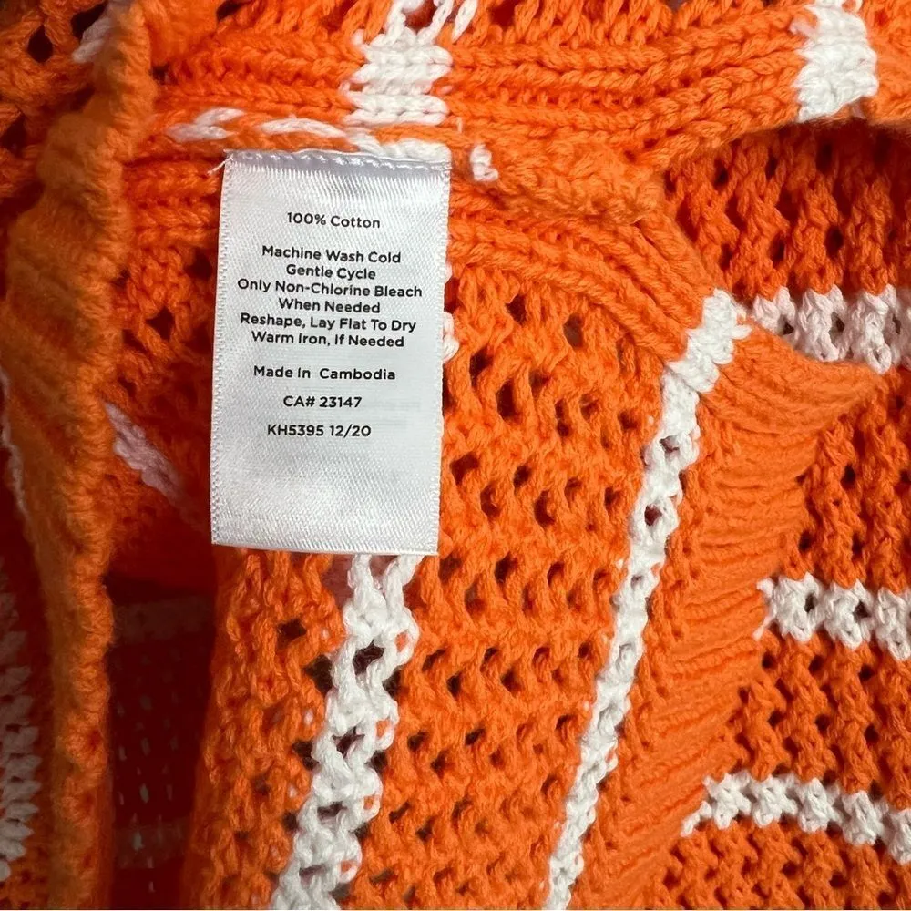 Talbots Open Weave Long Sleeve Sweater Cotton NEW Size Large Striped Resortwear - Image 9