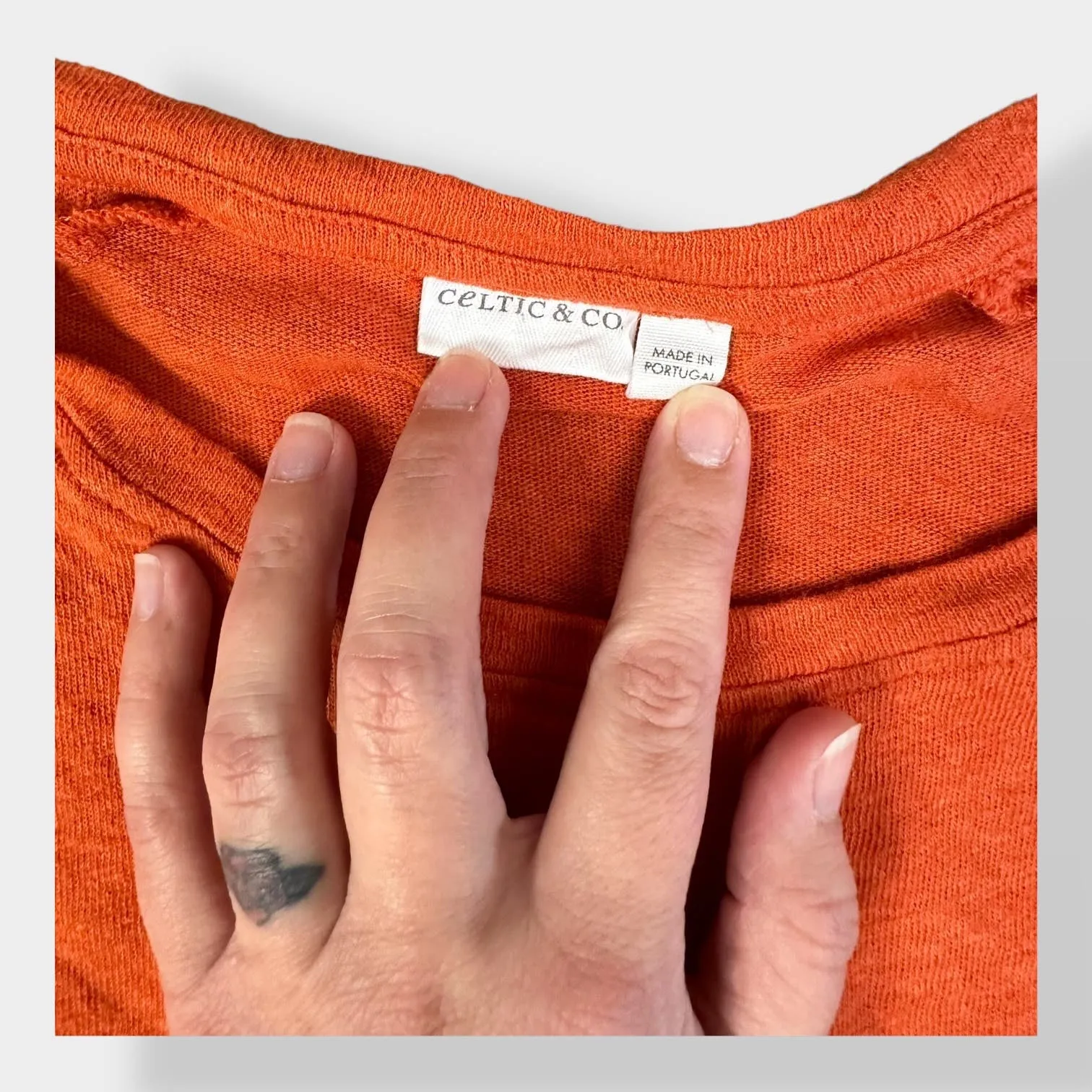 Celtic and‎ Co Organic Cotton and Linen Orange 3/4 sleeve top size US 10 - Image 2